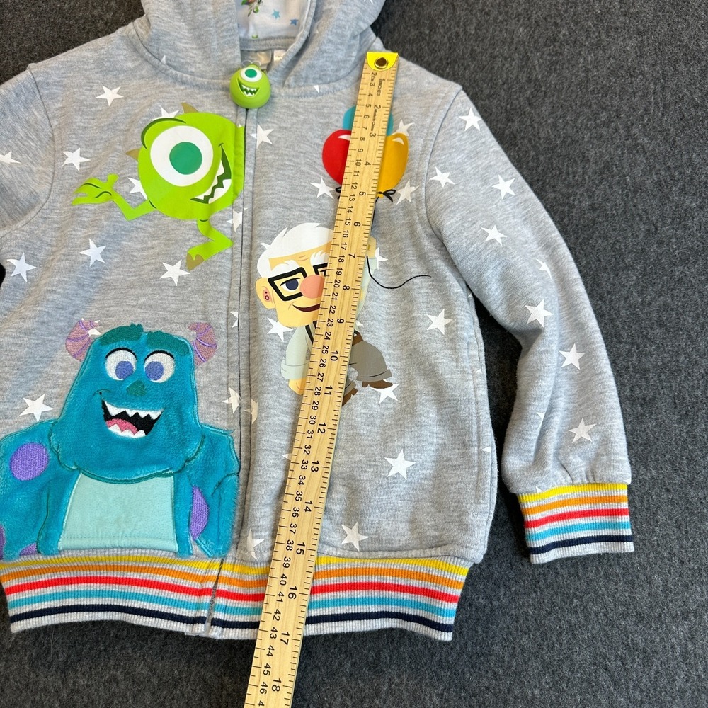 Disney 100 Pixar Monster Up Hoodie Jacket Gray Full Zip Hooded Boy's Size 5 EUC - Picture 14 of 16